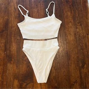 Aerie White Ribbed Bikini Set